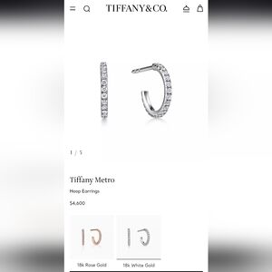 Tiffany & Co. Metro White Gold And Diamond Earrings New In Box Complete Gift Set